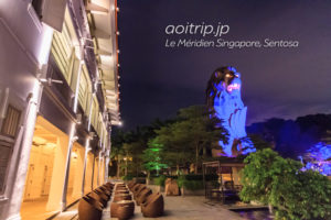 ル メリディアン シンガポール セントーサとマーライオンタワーの夜景