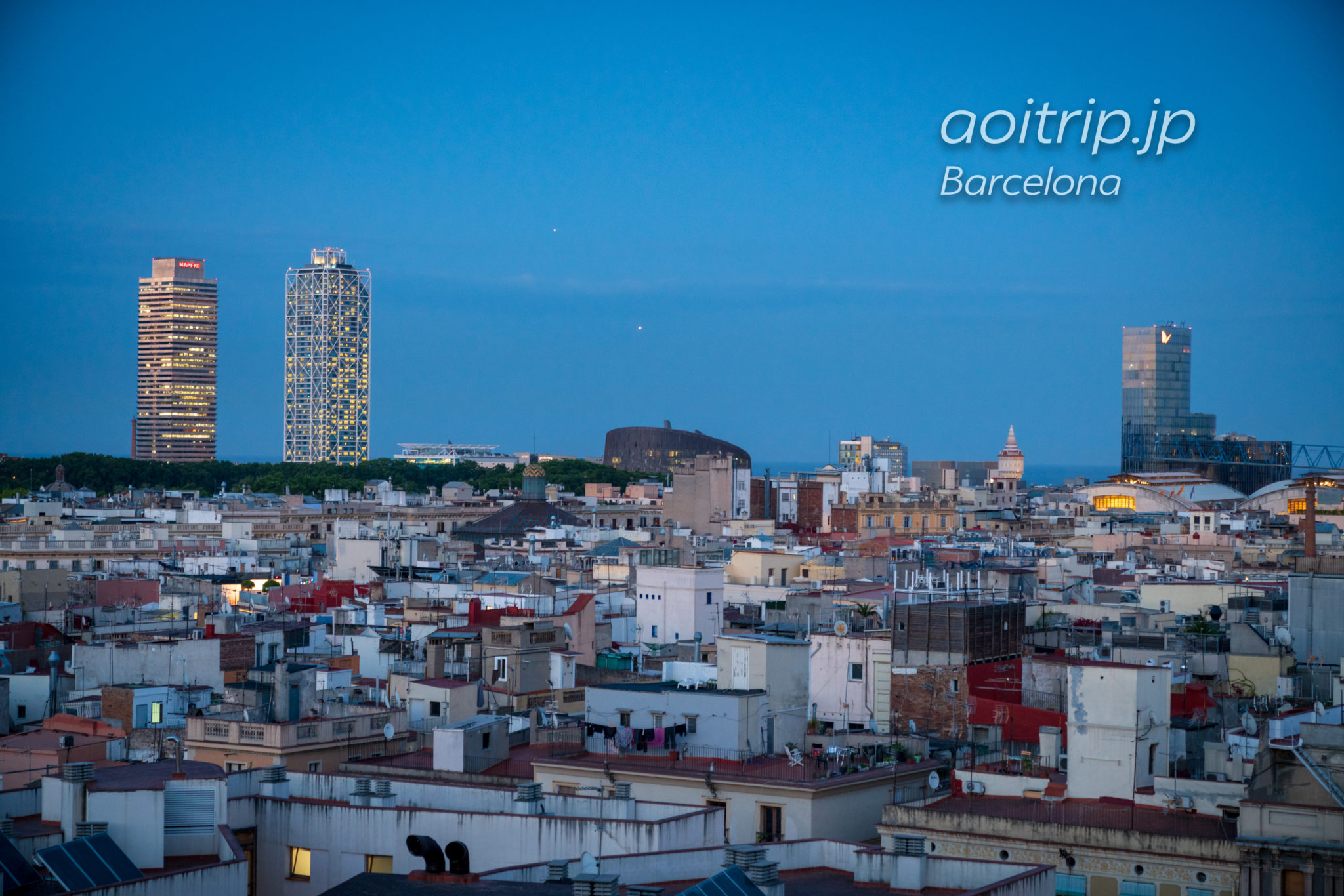 ザバルセロナエディションホテルの屋上レストランからの眺望