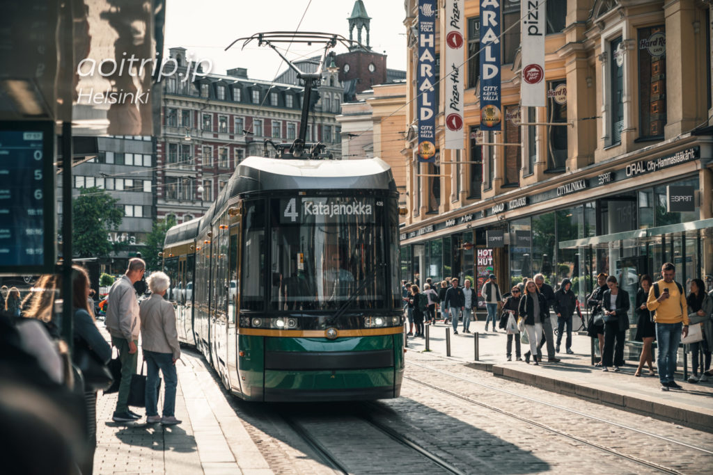 ヘルシンキの路面電車4番線 Katajanokka行き
