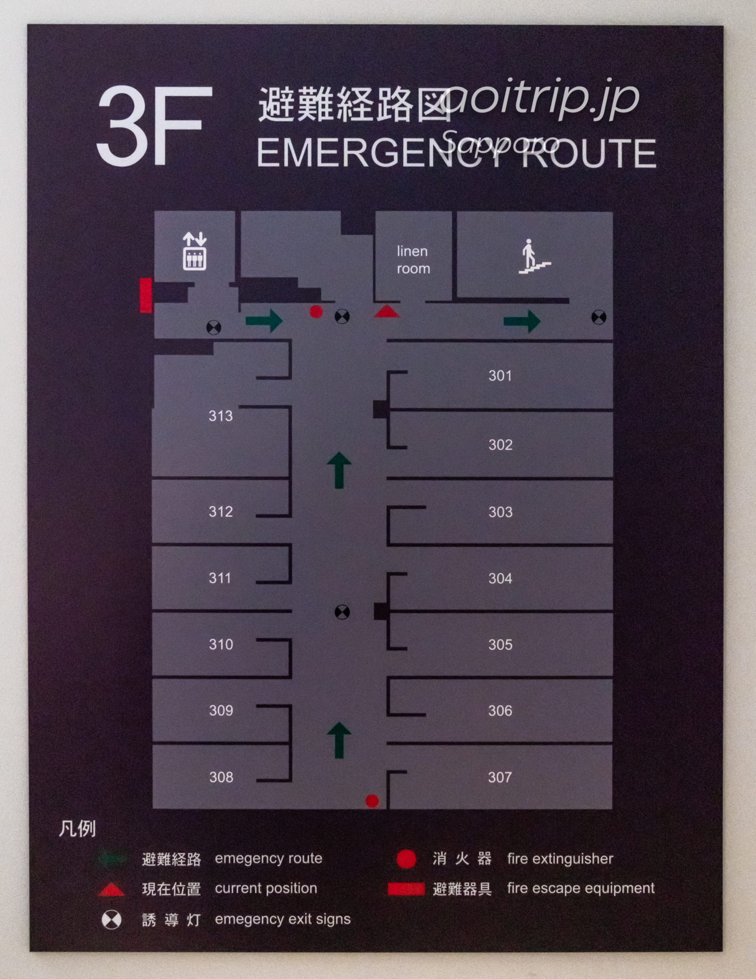ホテルポットマム札幌の3Fフロアマップ