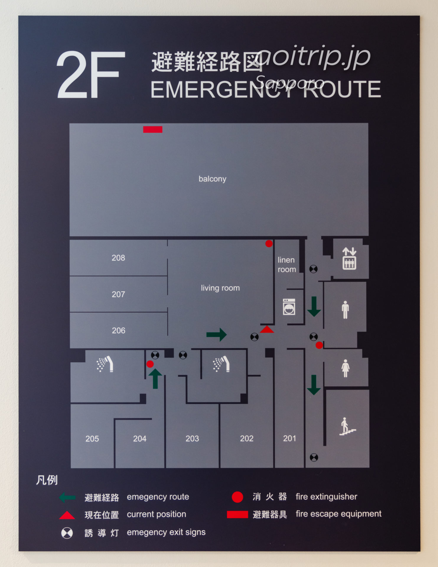 ホテルポットマム札幌の2Fフロアマップ