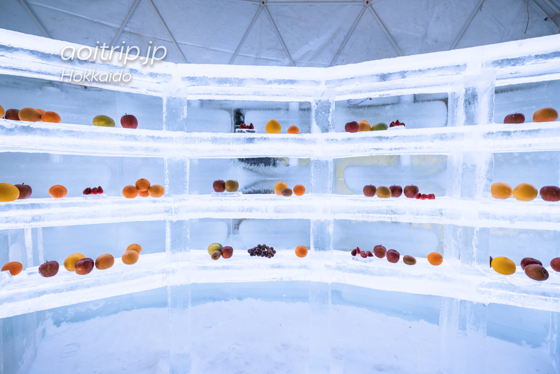 アイスヴィレッジの氷のフルーツショップ