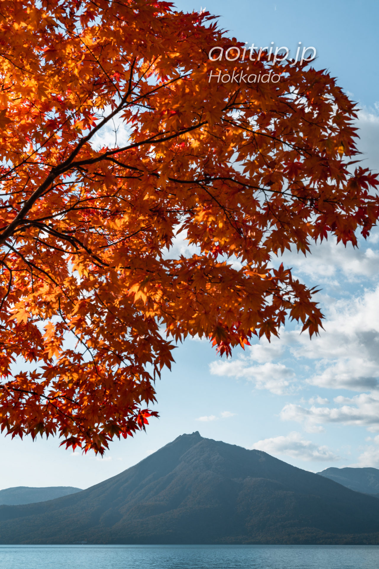 支笏湖の紅葉と恵庭岳