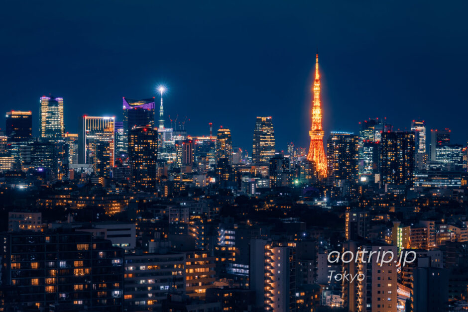 ザ ウェスティン ホテル 東京のスイートルーム客室から望む夜景 東京タワーと東京スカイツリー